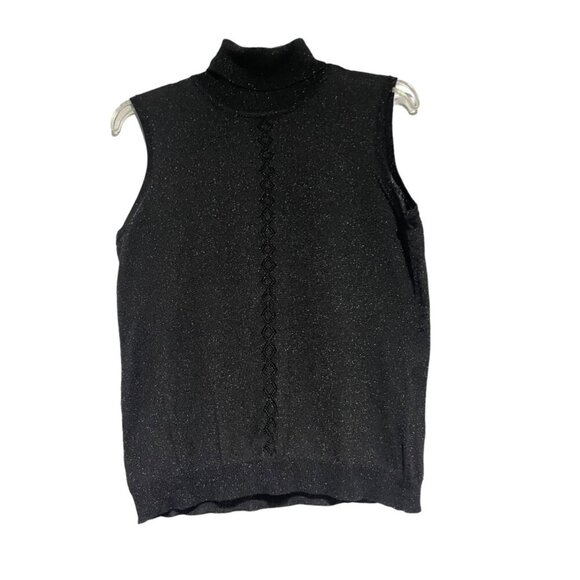 Kasper And Company ASL. Women's Sleeveless Turtle Neck Shimmery Top Black Size M - Picture 4 of 5